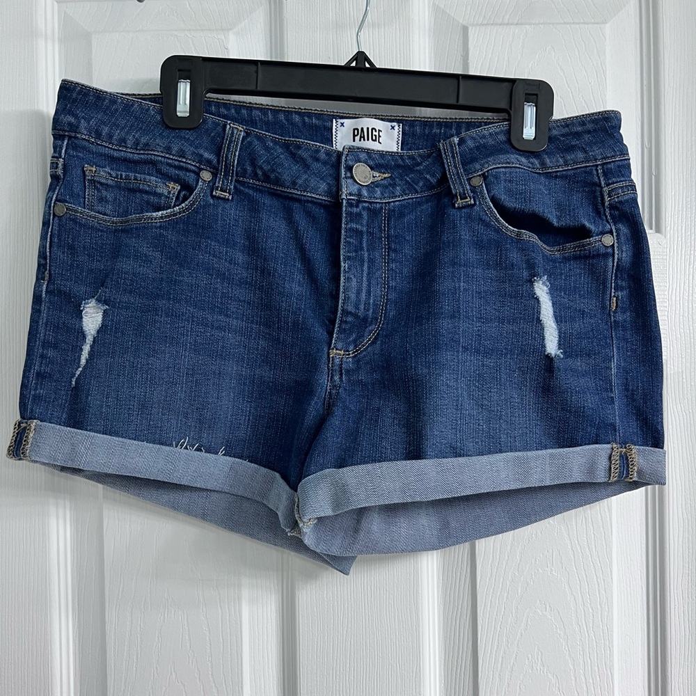 PAIGE Dark Blue Jean Shorts